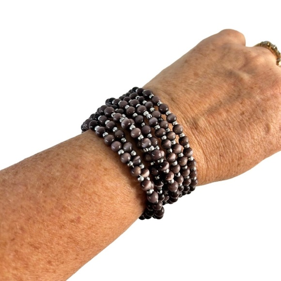 Cat’s Eye Beaded Coil Wrap Bracelet - Picture 3 of 5